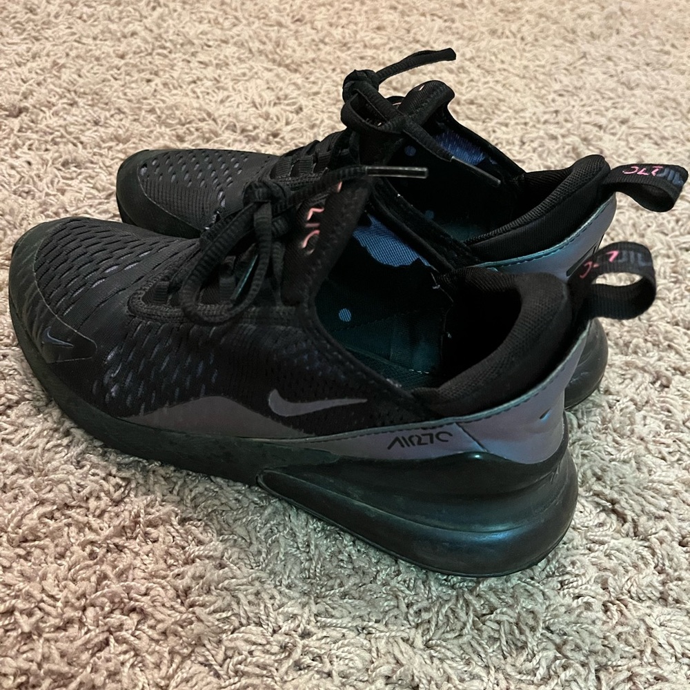 Nike 270 Gym Shoes, slightly worn, black with blue/green backs